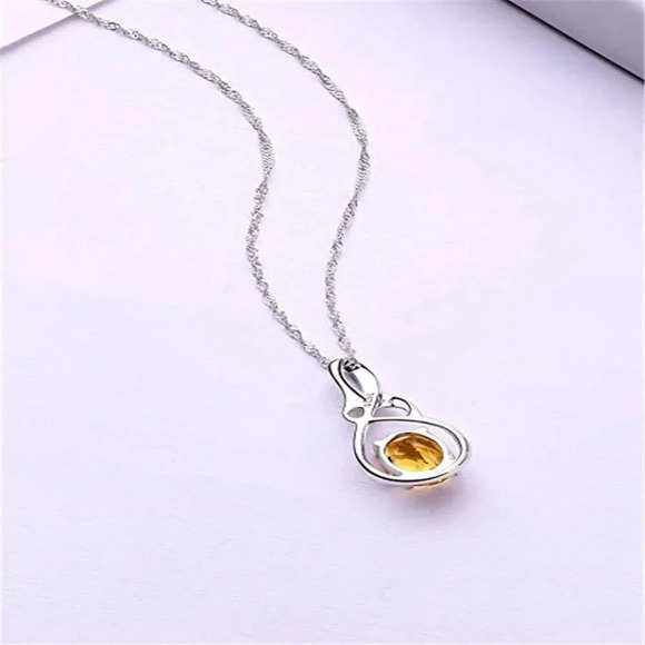 💎 Big Oval Royal Charming Twisted Silver Oval Necklace for Women,EVGG1002 - Picture 4 of 4